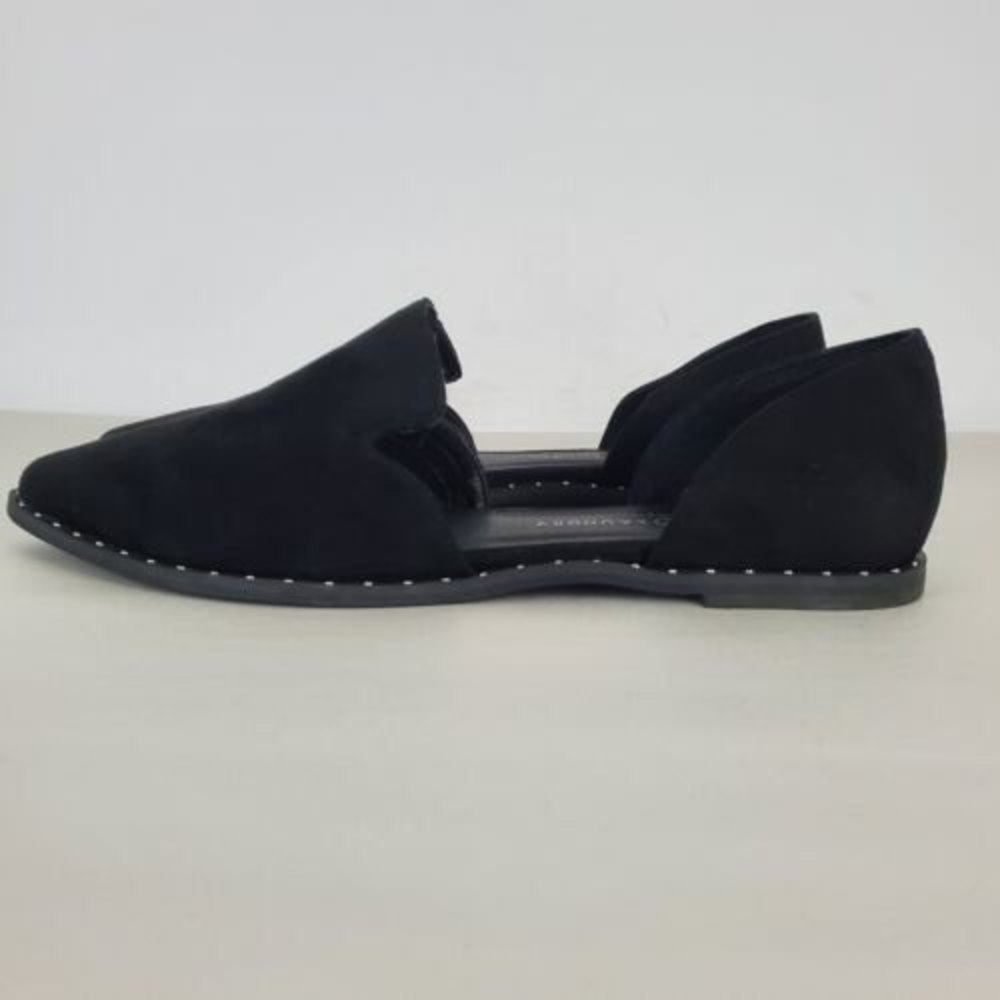Chinese Laundry Womens Emy D’orsay Black Suede Flat Pointed Toe Studded Size 10